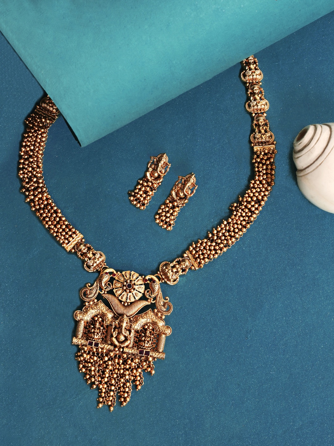 

ABDESIGNS Brass Gold-Plated Necklace & Earrings