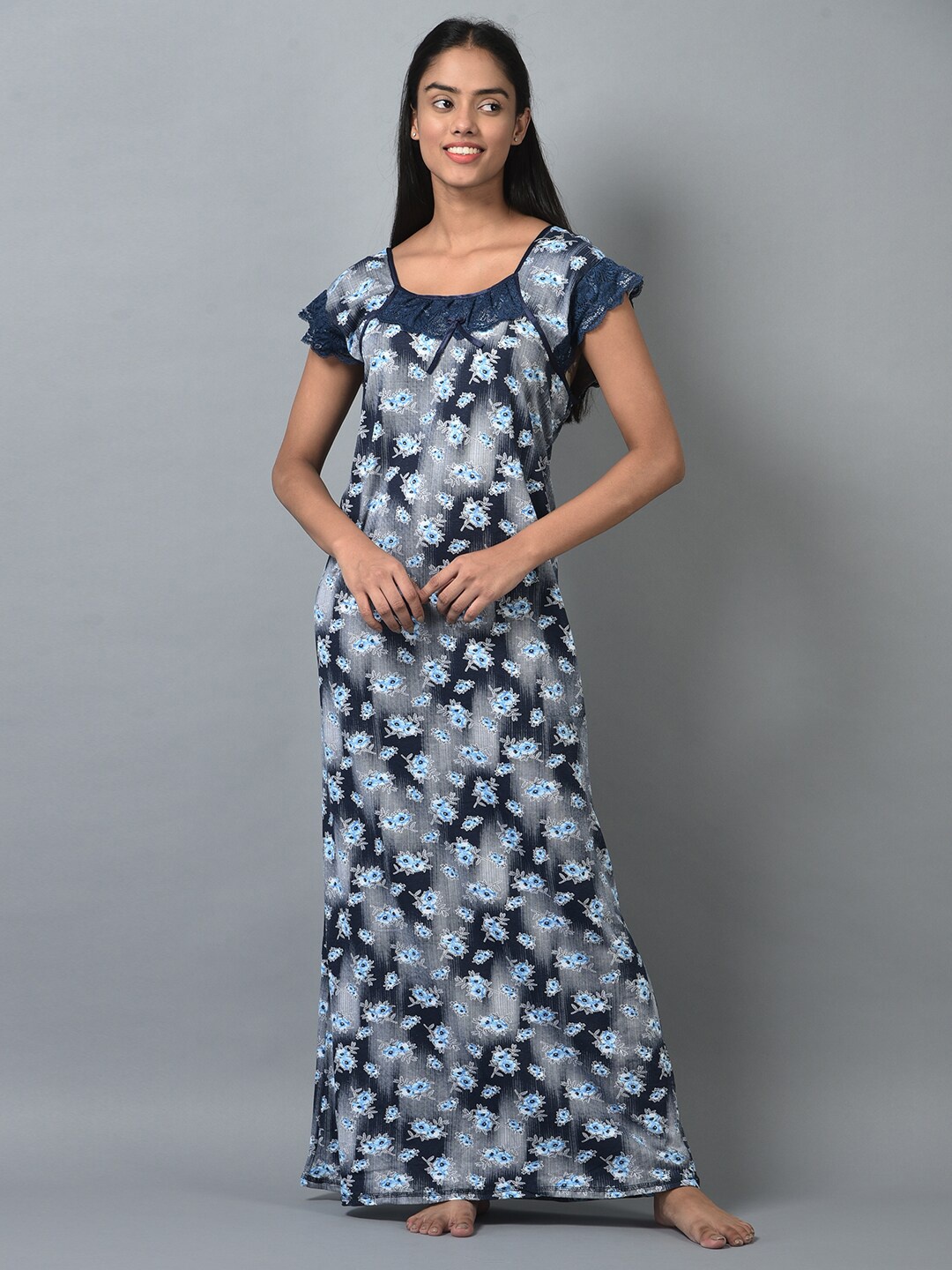 

Noty Floral Printed Maxi Nightdress, Blue