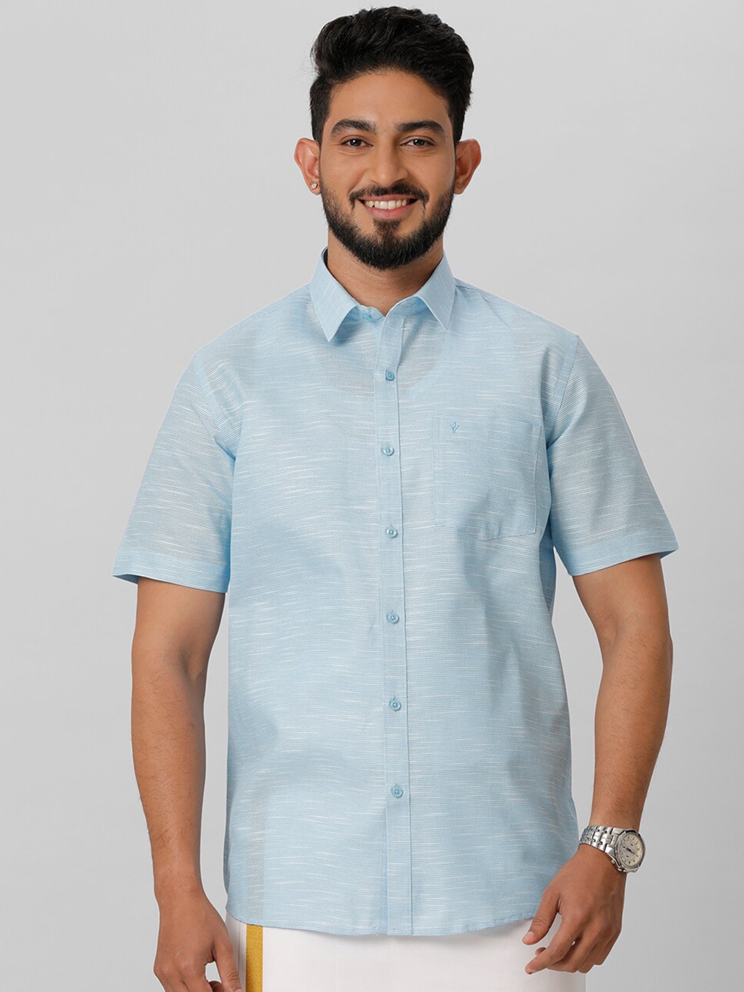 

Ramraj Spread Collar Short Sleeves Casual Shirt, Blue