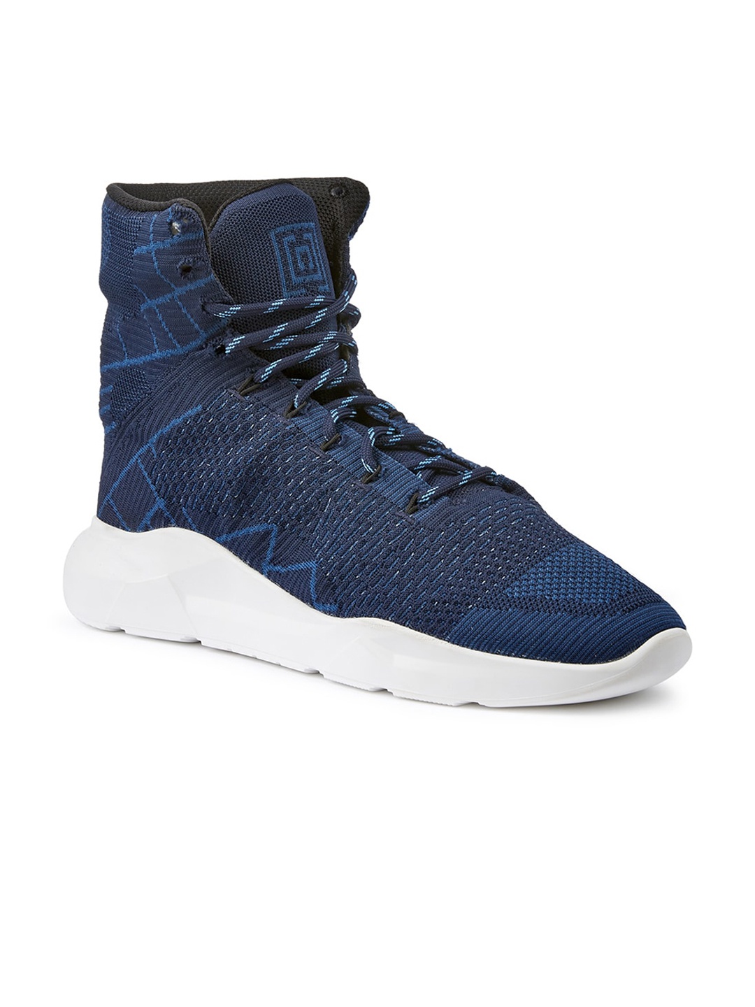 

FREESOUL Woven Design Mid-Top Sneakers, Navy blue