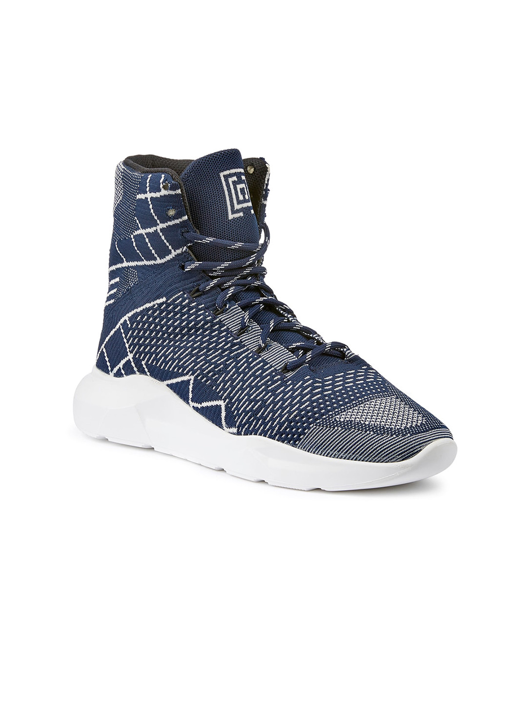 

FREESOUL FREENICK COLLEGIATE Mid Top Printed Textile Contrast Sole Sneakers, Navy blue