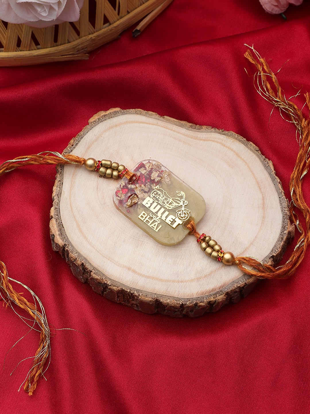 

Mali Fionna Bro Charm & Bullet Detail Rakhi, Yellow