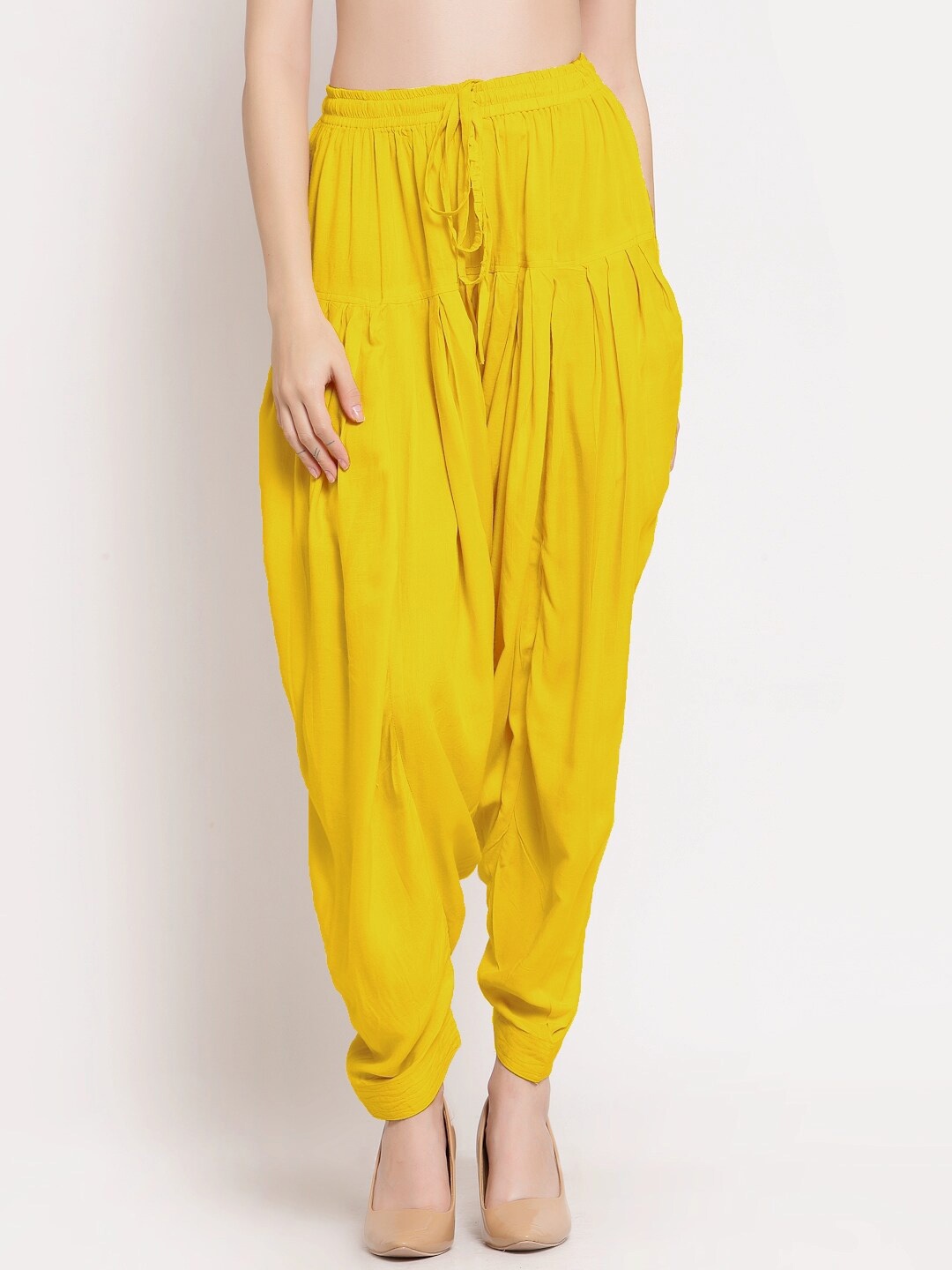 

PATRORNA Women Loose-Fit Tie-Up Salwar, Mustard