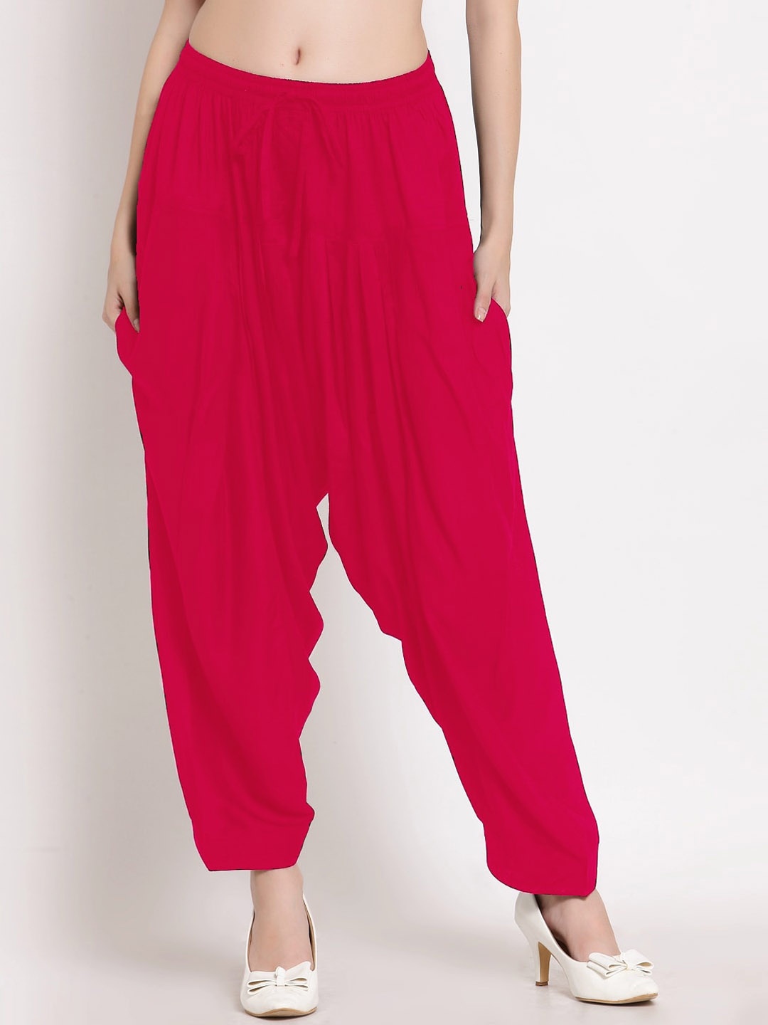 

PATRORNA Women Pleated Loose Fit Ankle Length Salwar, Pink