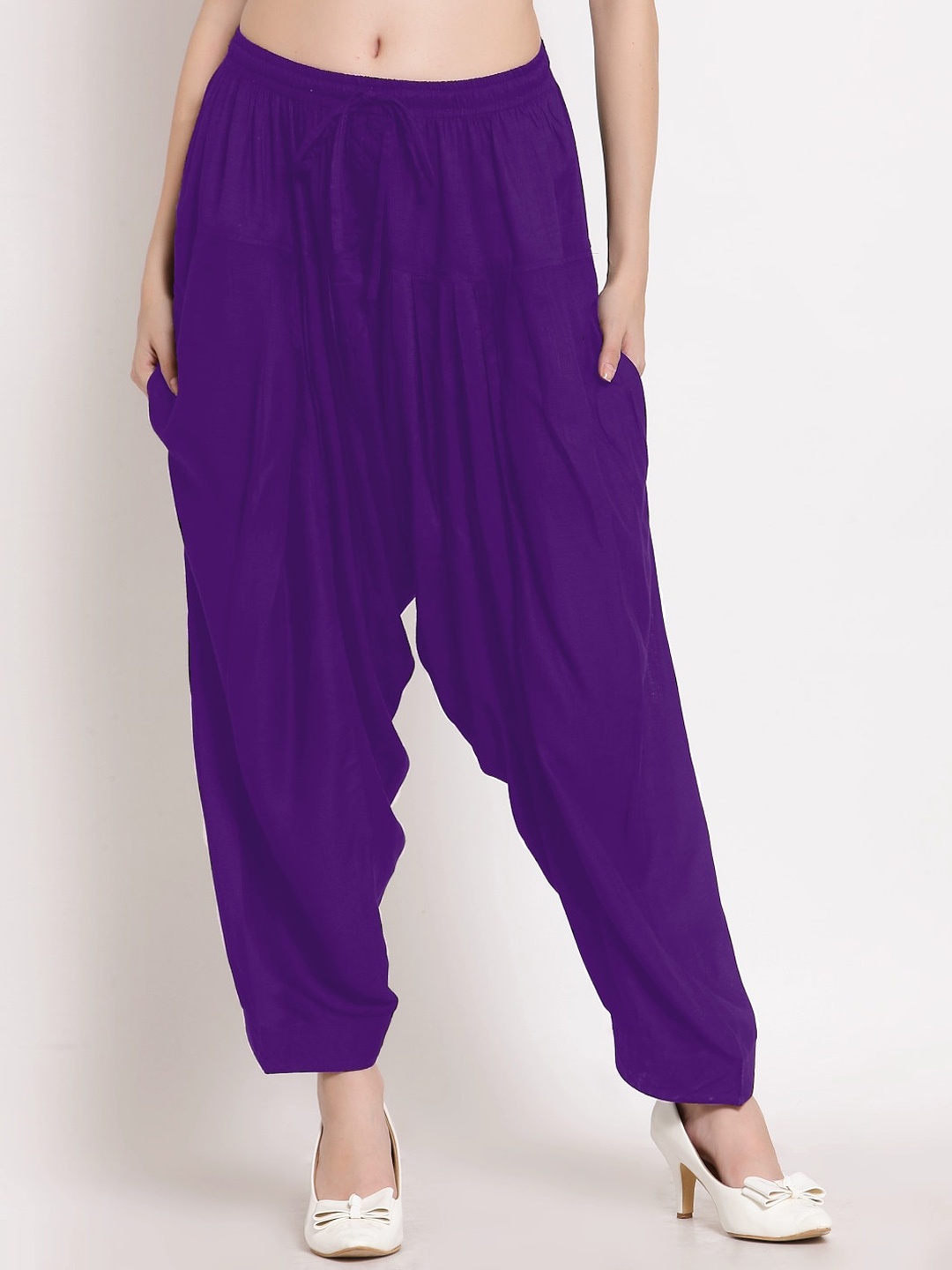 

PATRORNA Women Loose-Fit Tie-Up Salwar, Purple