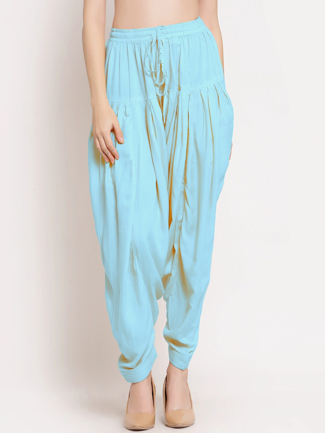 

PATRORNA Women Pleated Loose-Fit Ankle-Length Salwar, Blue