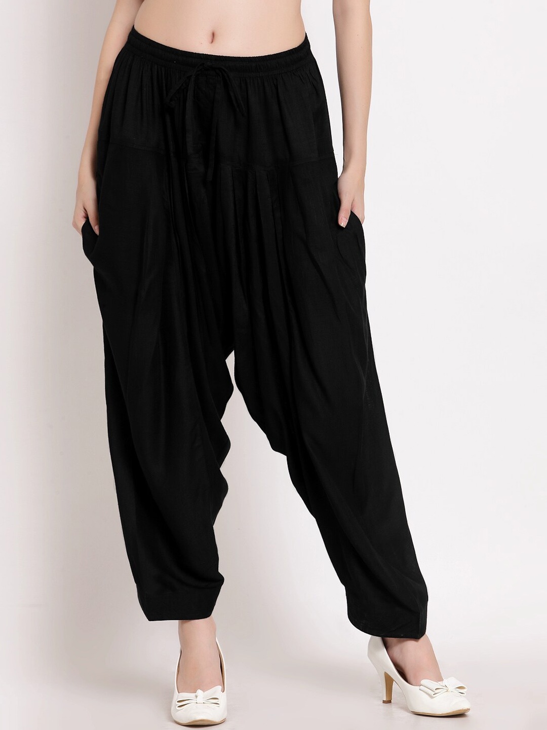 

PATRORNA Women Loose-Fit Ankle Length Salwar, Black