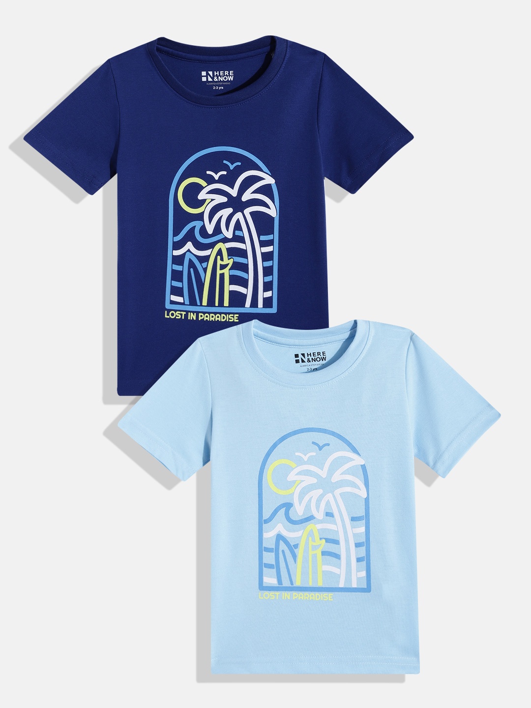 

HERE&NOW Boys Set of 2 Printed T-shirt, Blue