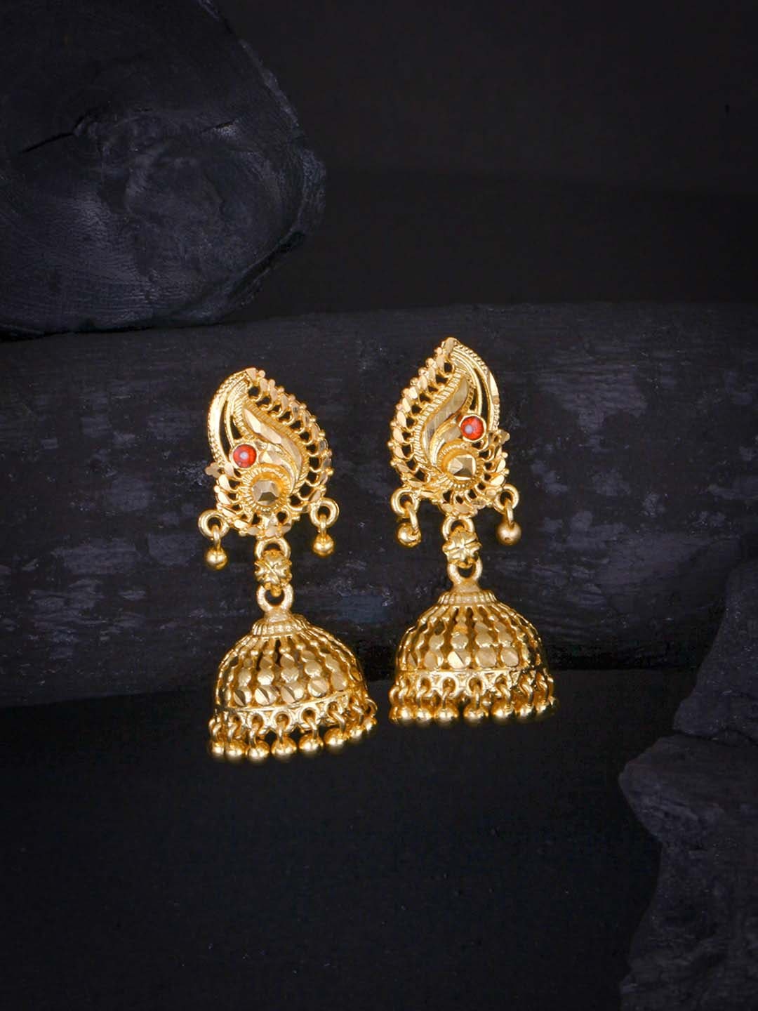 

MEENAZ Gold-Plated Dome Shaped Temple Jhumkas