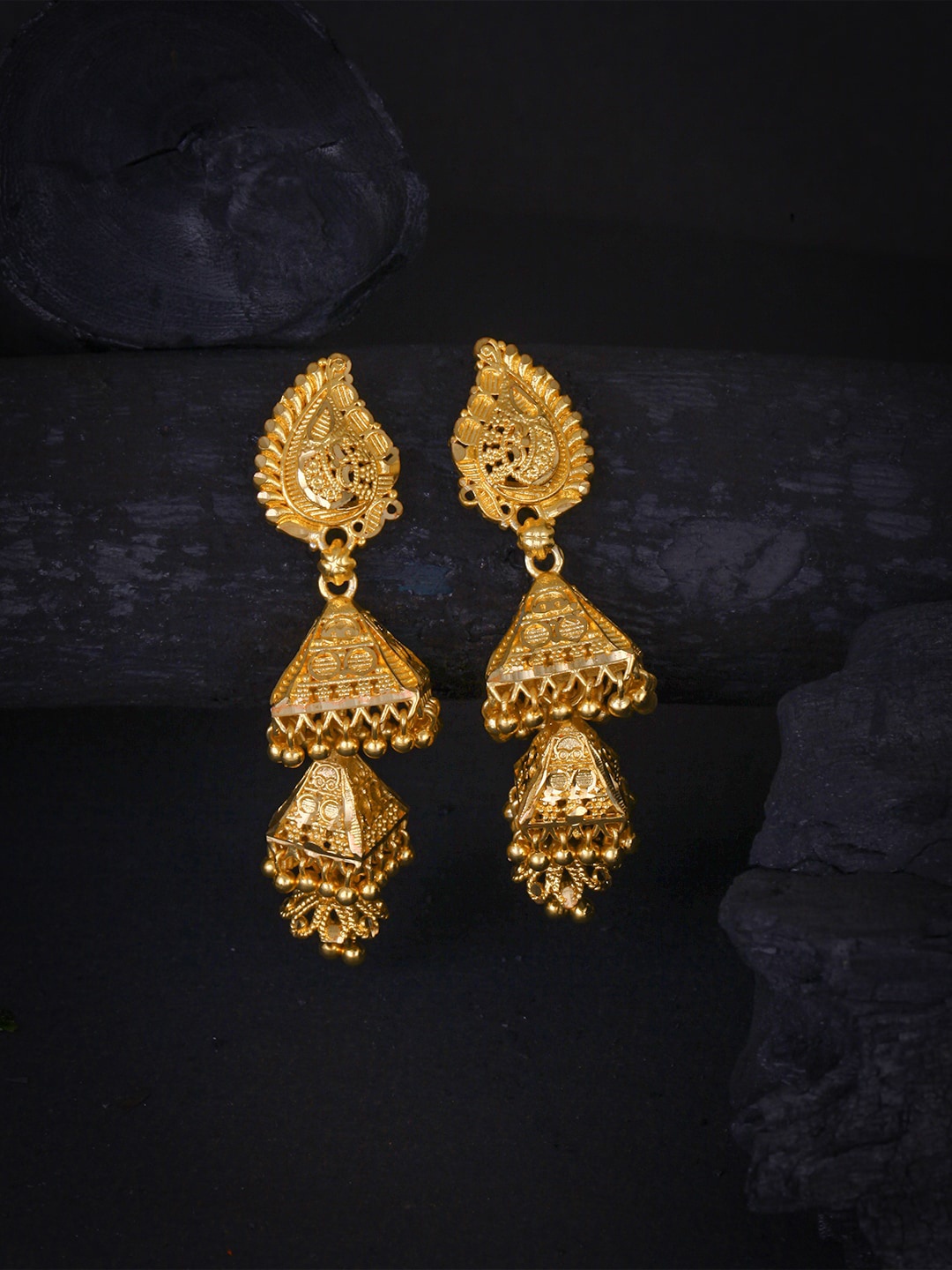 

MEENAZ Gold-Plated Dome Shaped Temple Jhumkas