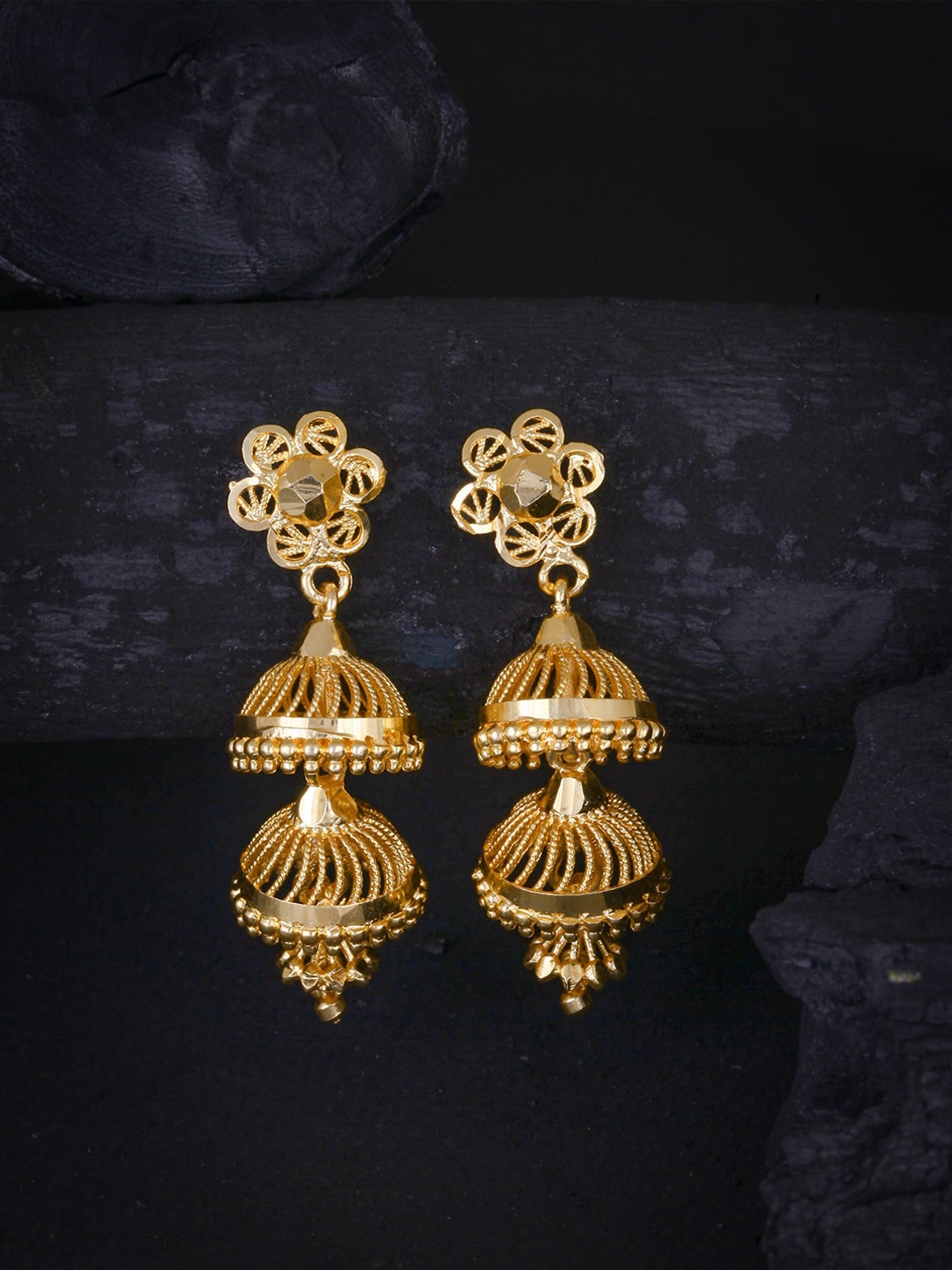 

MEENAZ Gold-Plated Dome Shaped Temple Jhumkas