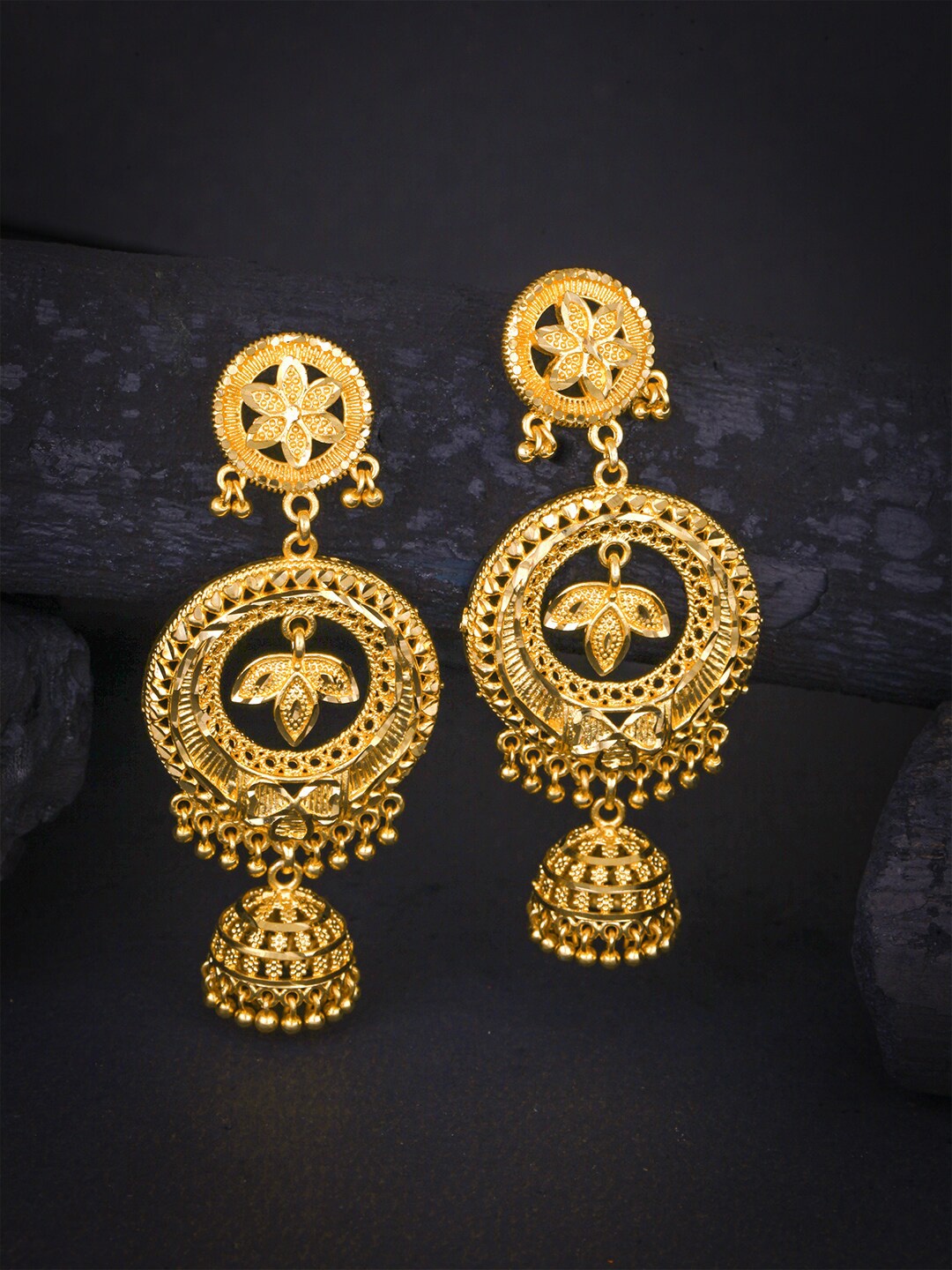 

MEENAZ Gold-Toned Peacock Shaped Jhumkas Earrings