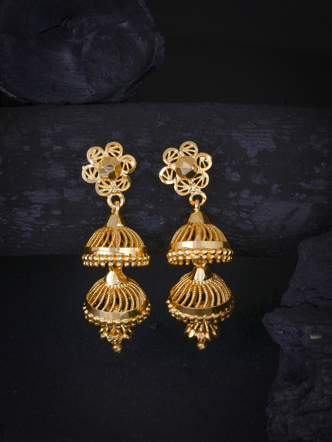 

MEENAZ Gold-Plated Dome Shaped Temple Jhumkas