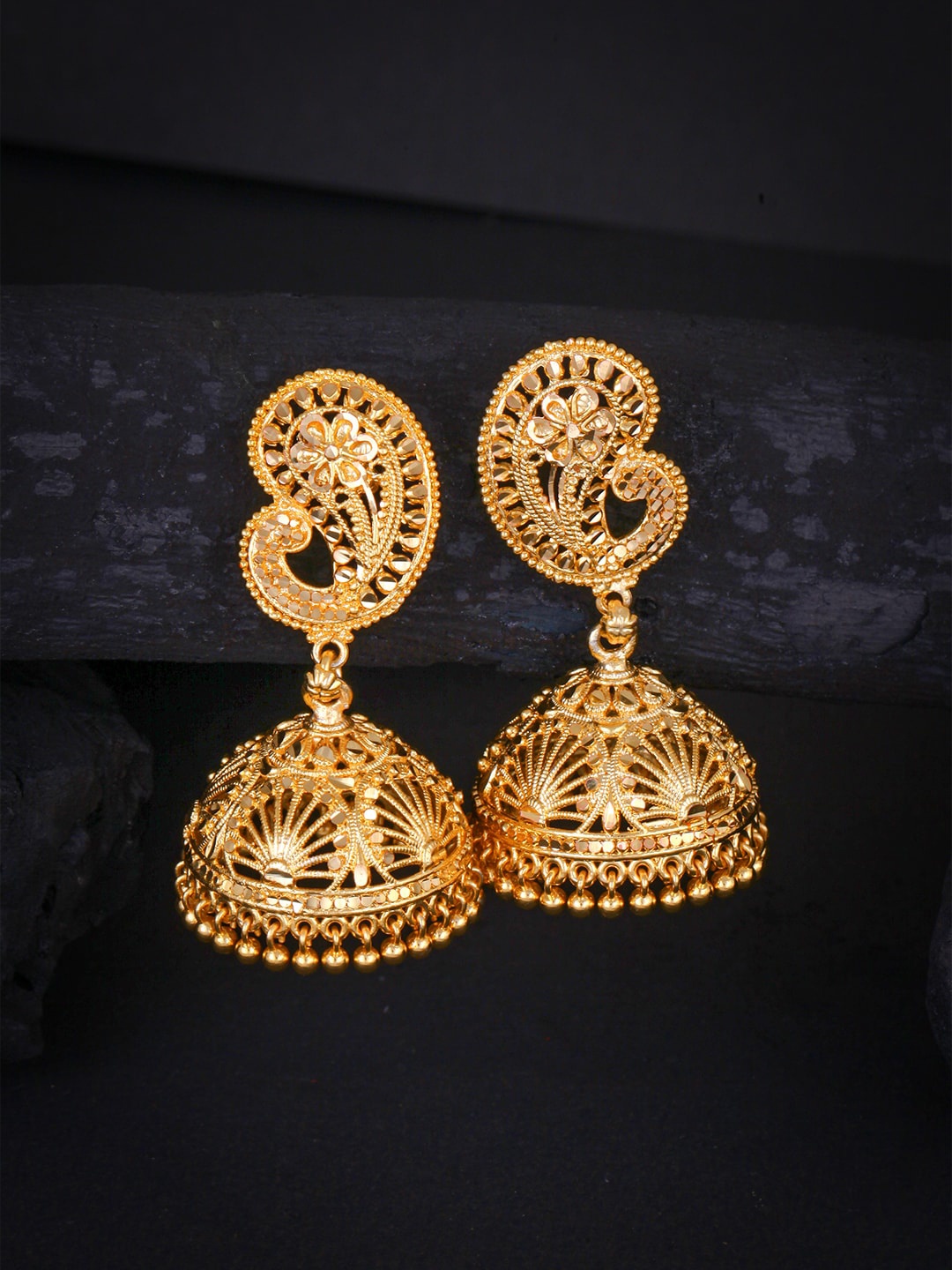 

MEENAZ Gold-Toned Peacock Shaped Jhumkas Earrings