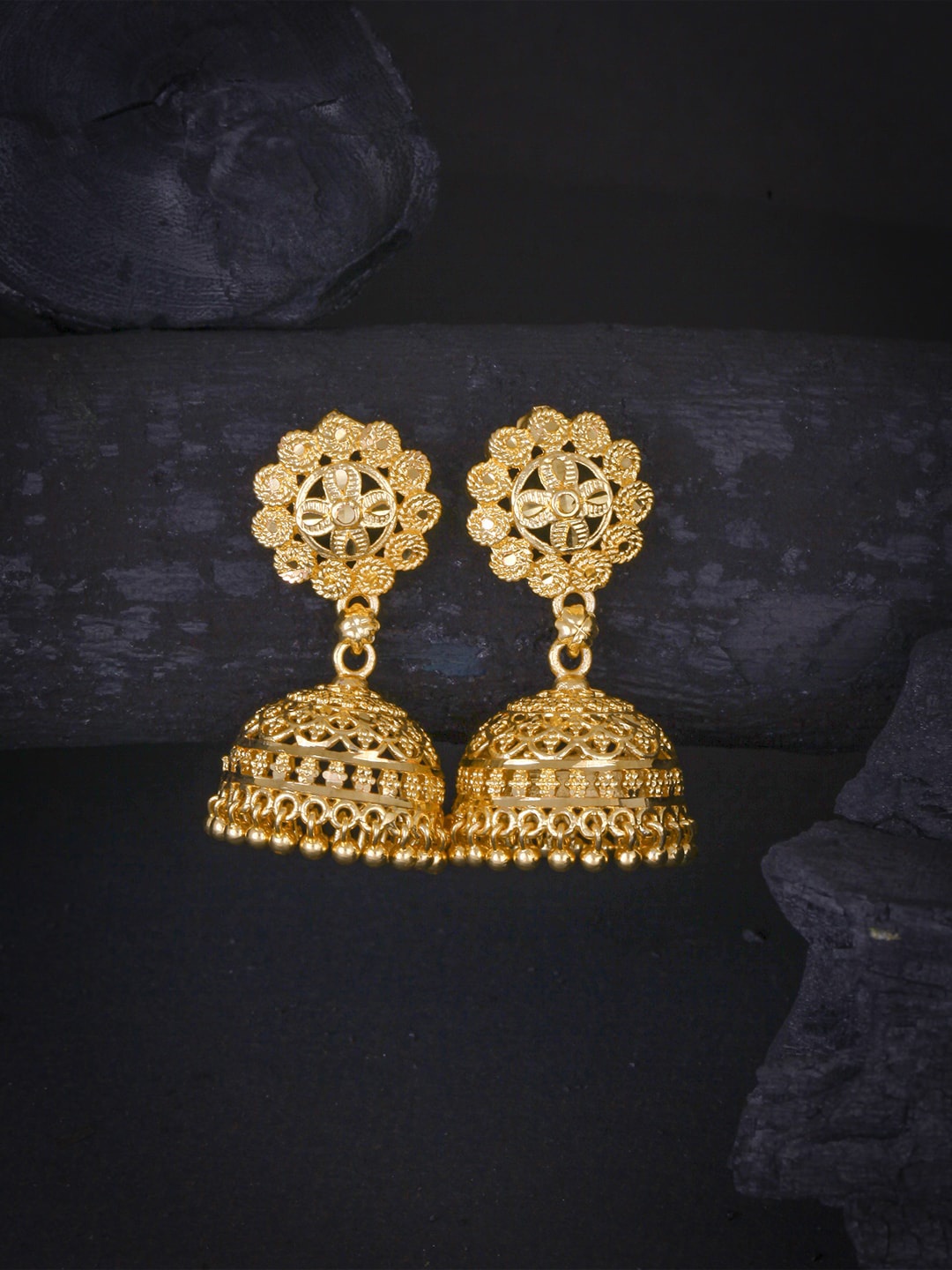 

MEENAZ Gold-Plated Dome Shaped Temple Jhumkas