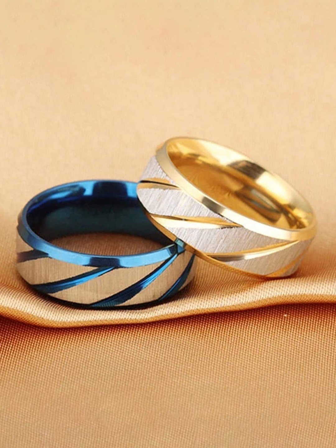 

MEENAZ Men Set Of 2 Gold-Plated Finger Rings