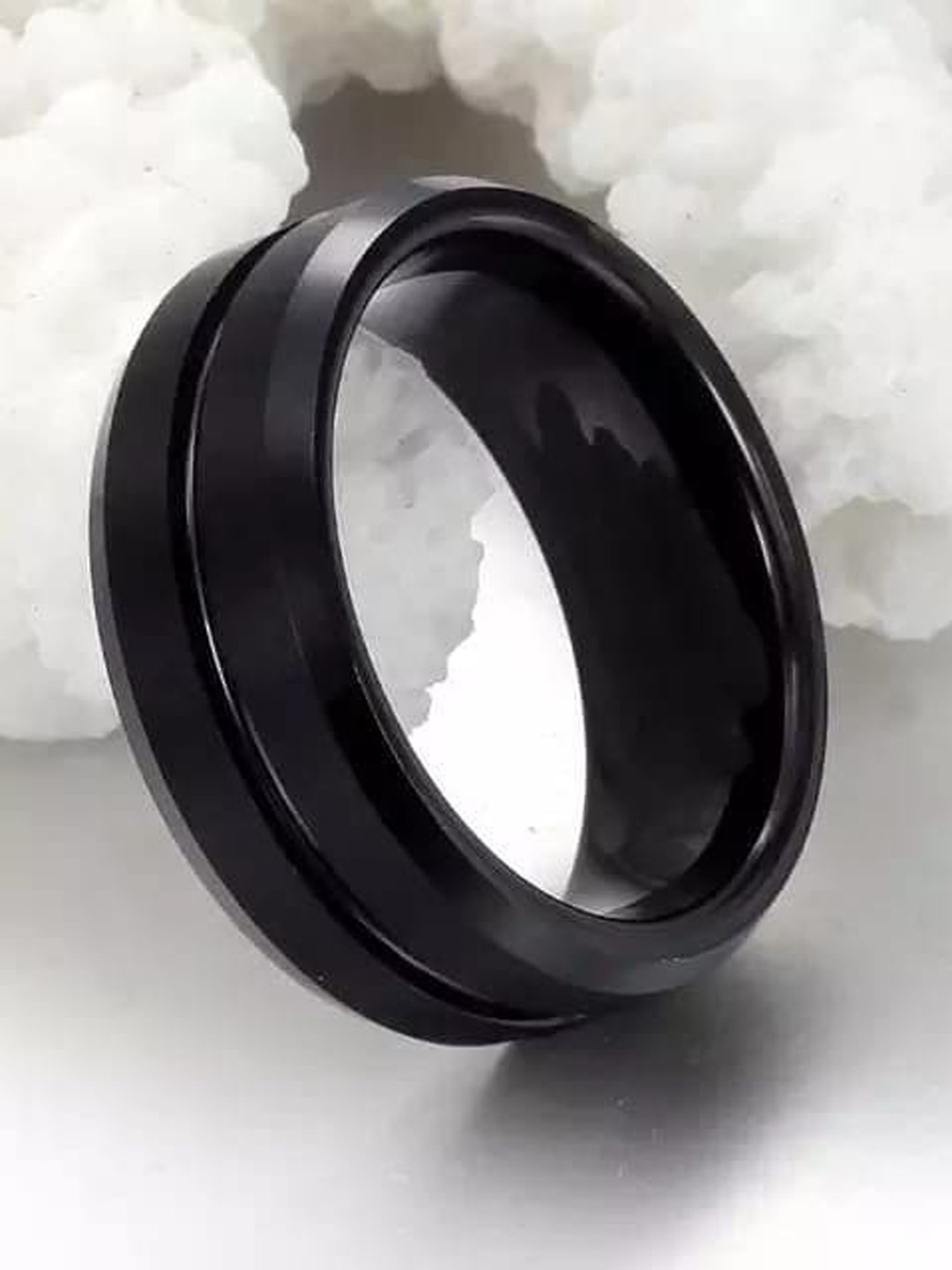 

MEENAZ Set of 2 Band Finger Ring, Black