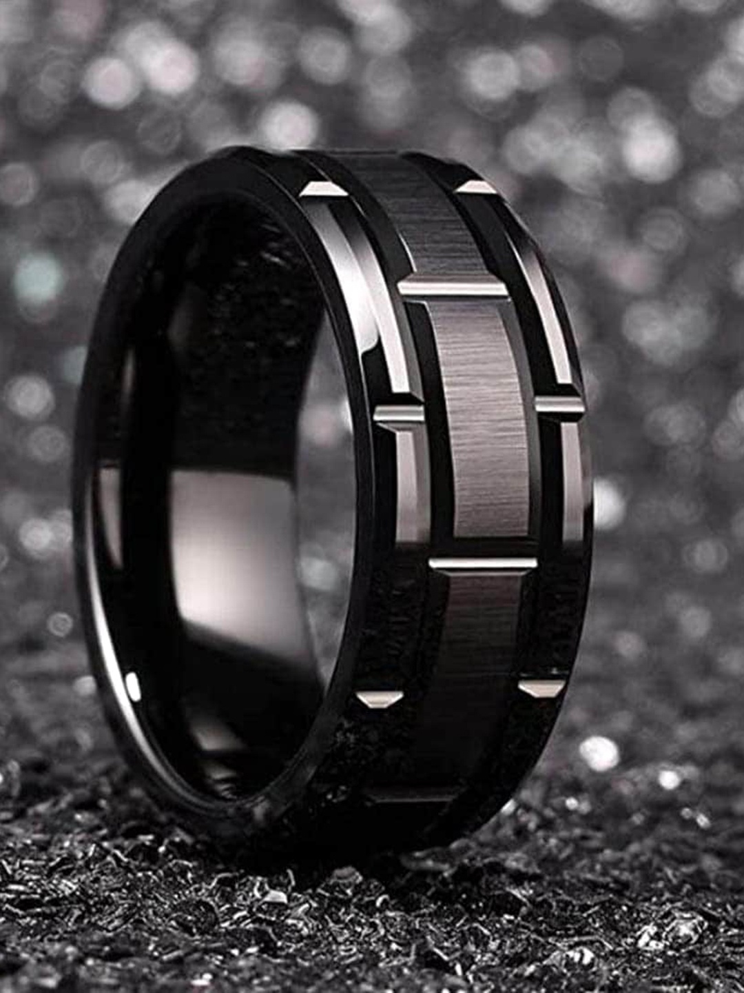 

MEENAZ Band Finger Ring, Black