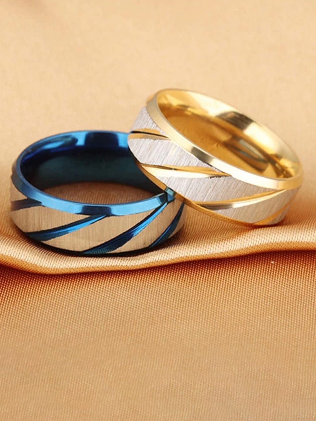 

MEENAZ Men Set Of 2 Gold-Plated Finger Ring