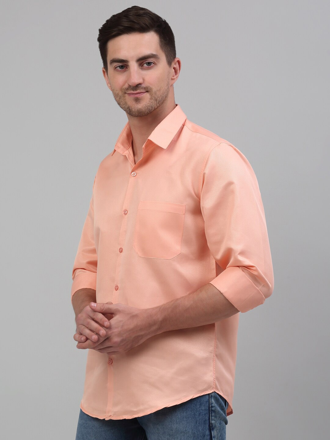 

JAINISH Classic Spread Collar Casual Shirt, Peach