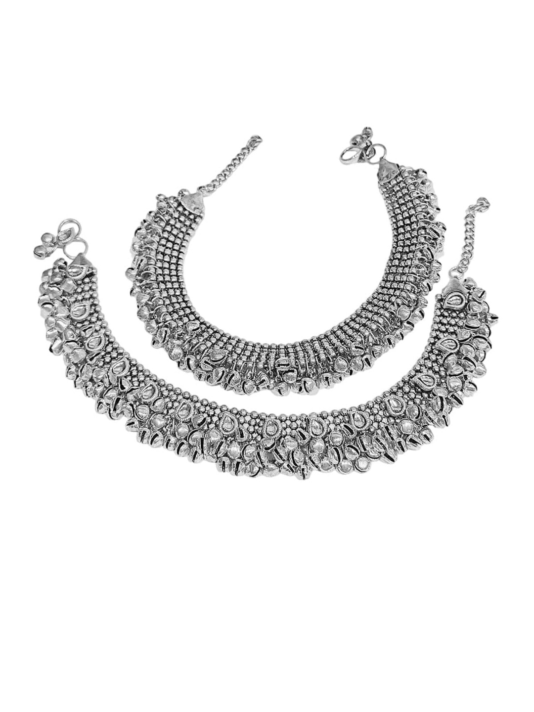 

FEMMIBELLA Silver-Plated Stone-Studded & Beaded Anklet