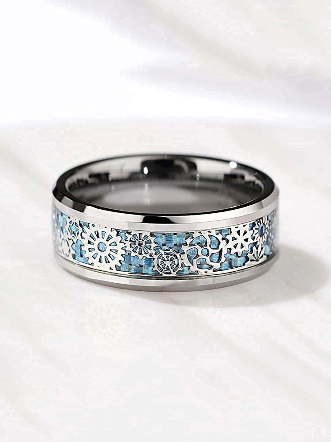 

MEENAZ Silver-Plated Textured Finger Ring