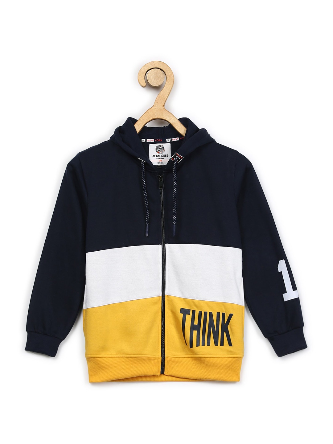

Alan Jones Boys Colourblocked Hooded Sweatshirt, Navy blue
