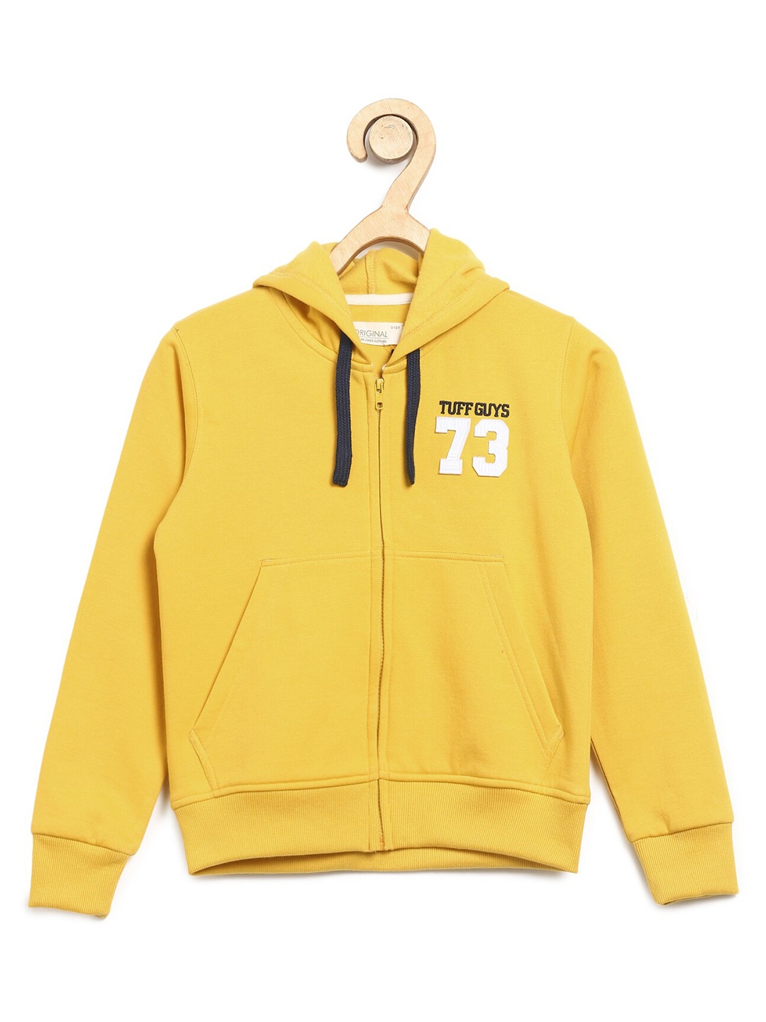 

Alan Jones Boys Front-Open Embroidered Hooded Sweatshirt, Yellow