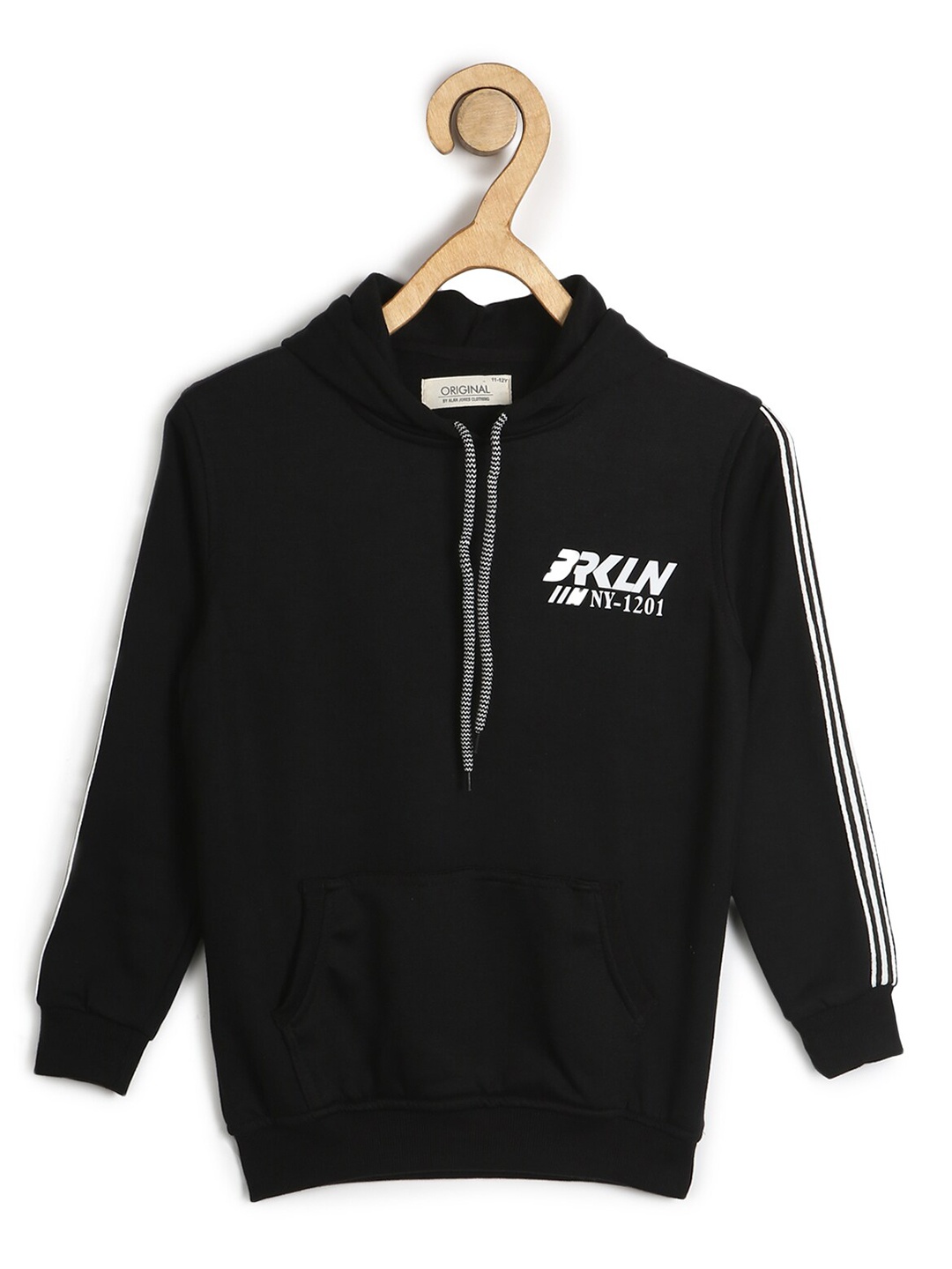 

Alan Jones Boys Typography Printed Hooded Pullover Sweatshirt, Black