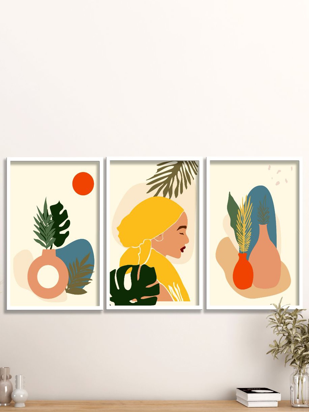 

SAF Yellow & Blue 3 Pieces Printed Framed Wall Art