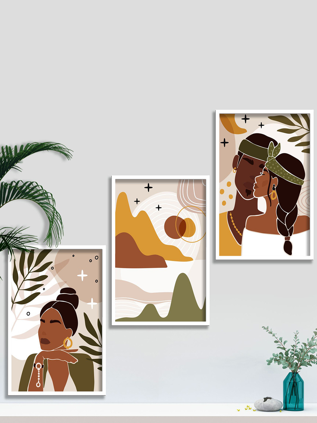 

SAF White & Brown 3-Pieces Modern Art Printed Framed Wall Art
