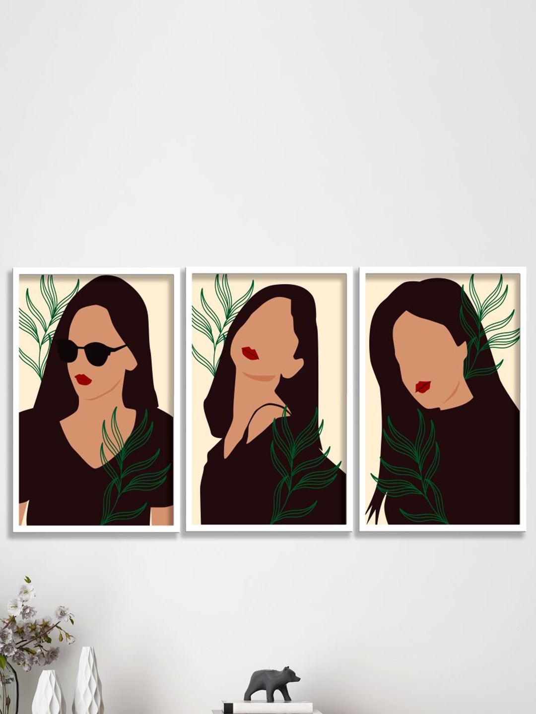 

SAF White & Orange 3-Pieces Modern Art Printed Framed Wall Art