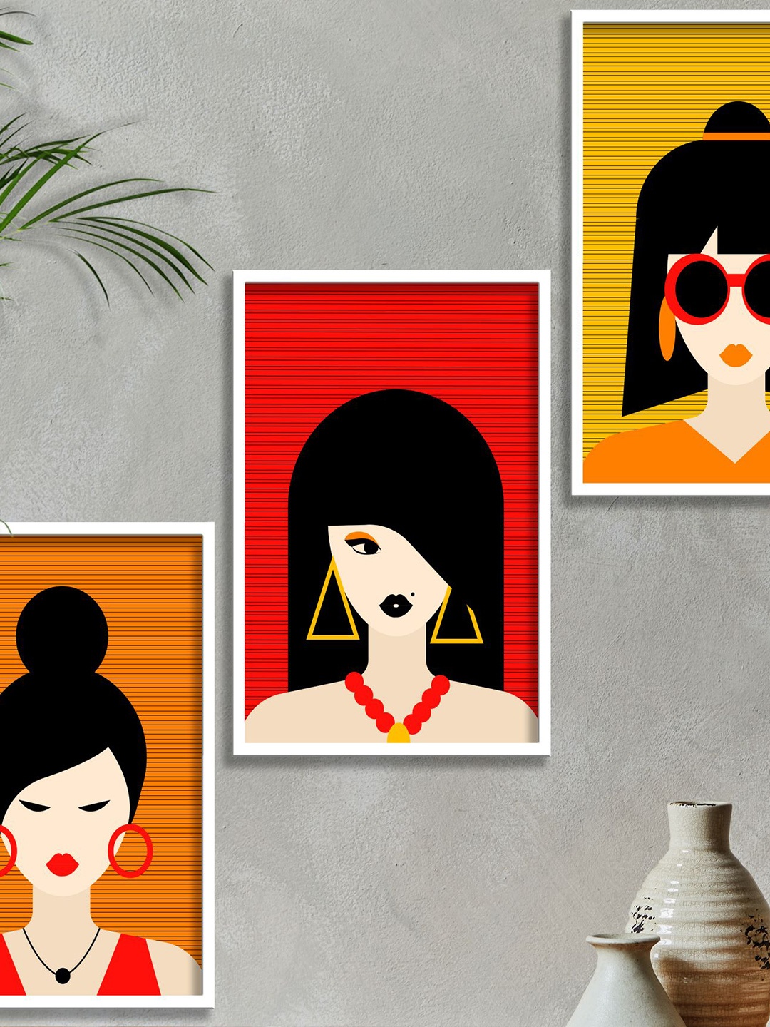 

SAF Yellow & Red 3 Pieces Printed Framed Wall Art