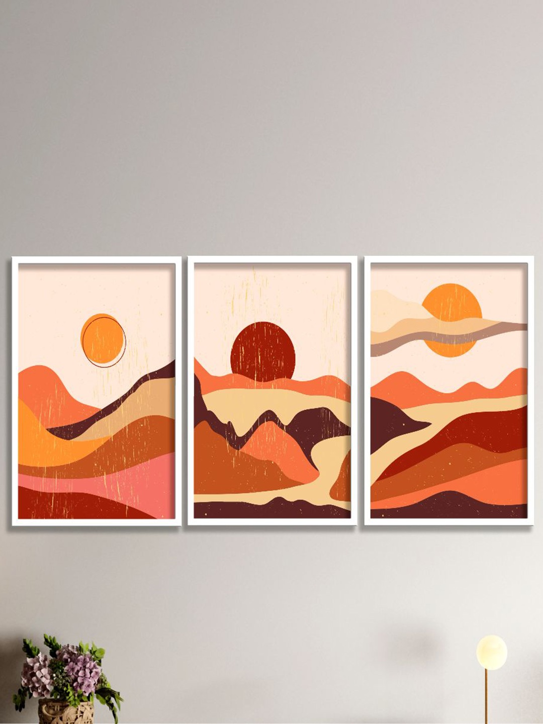 

SAF White & Orange 3 Pieces Framed Modern Wall Art