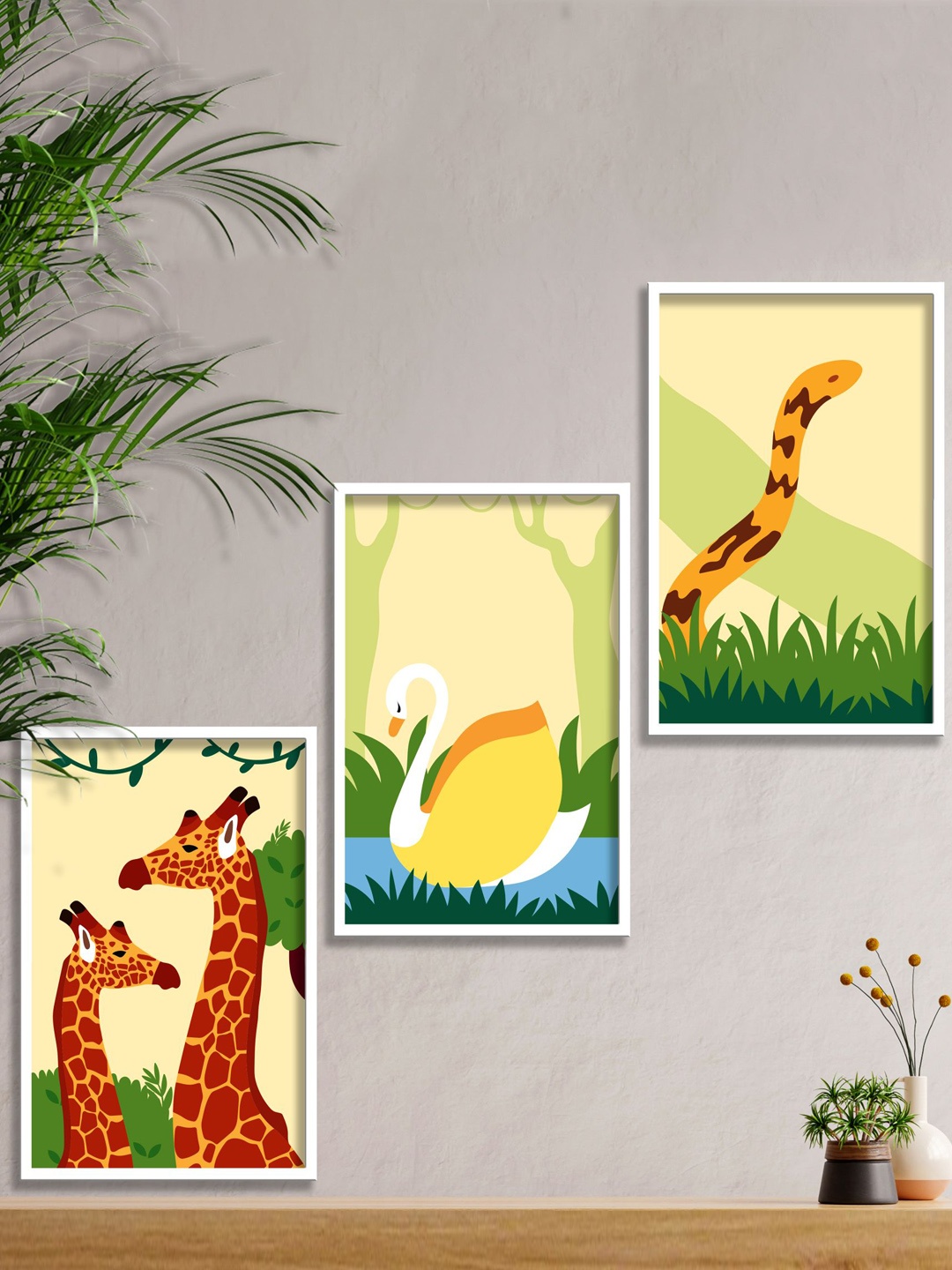 

SAF White & Green 3 Pieces Framed Wall Art