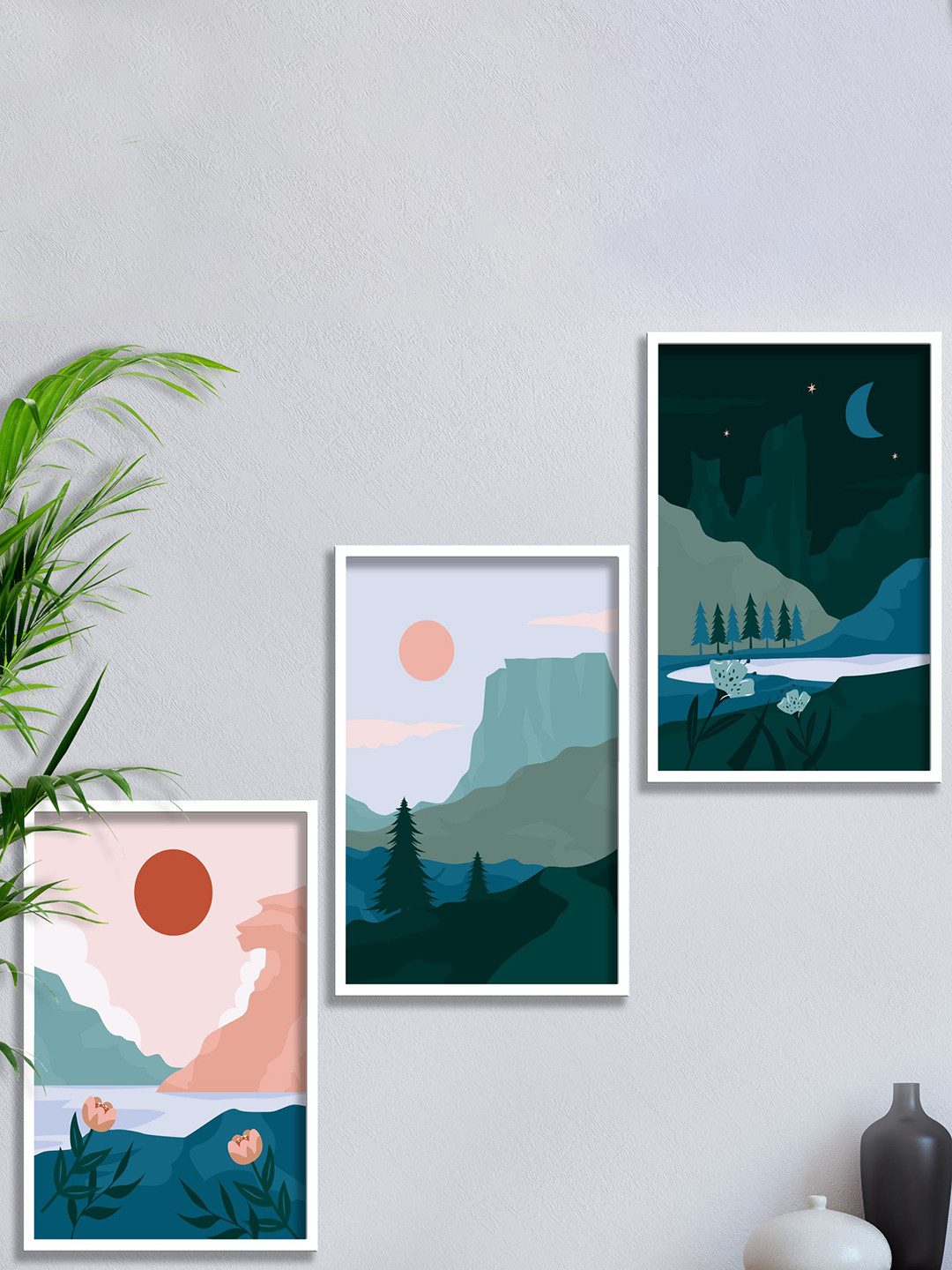 

SAF White & Orange 3 Pieces Modern Art Painting Framed Wall Arts, Multi
