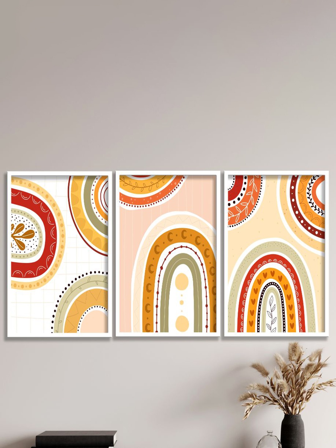 

SAF Brown 3 Pieces Modern Art Painting Framed Wall Arts, White