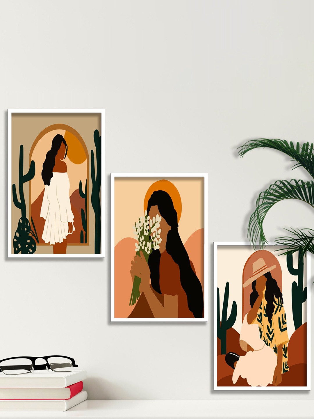 

SAF White & Brown 3 Pieces Framed Modern Wall Art
