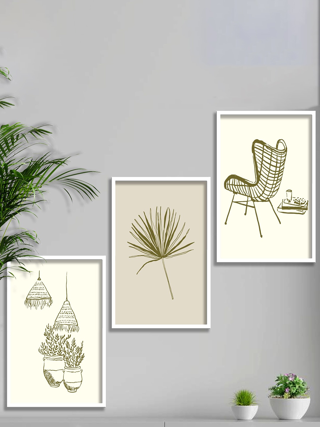 

SAF 3 Pcs White Modern Painting Wall Art