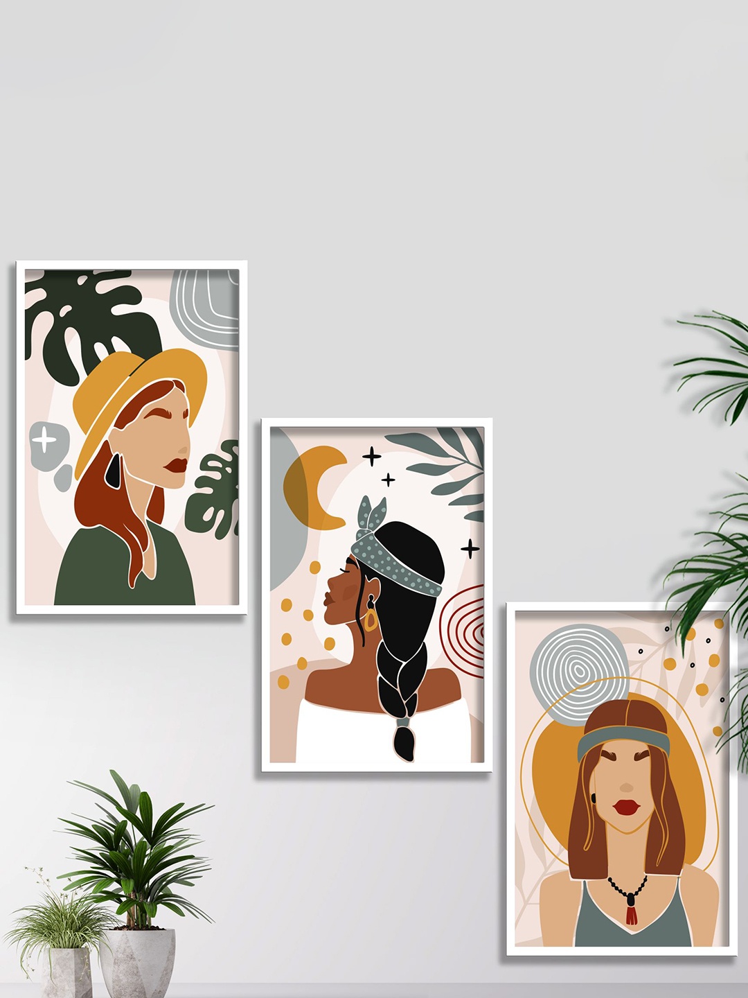 

SAF Green & Brown 3 Pieces Printed Framed Wall Art