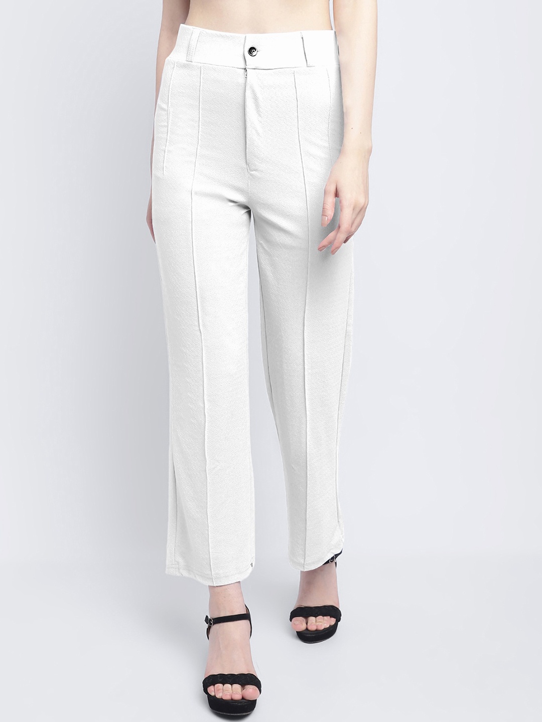 

Wuxi Women Relaxed Straight Leg Straight Fit Trousers, White