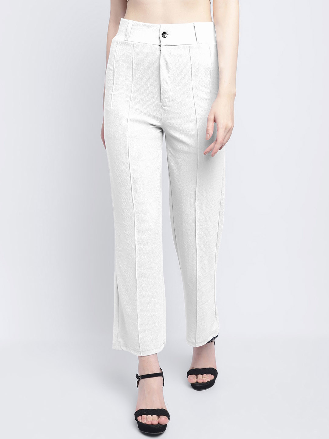 

Wuxi Women Relaxed Straight Leg Straight Fit Trousers, White