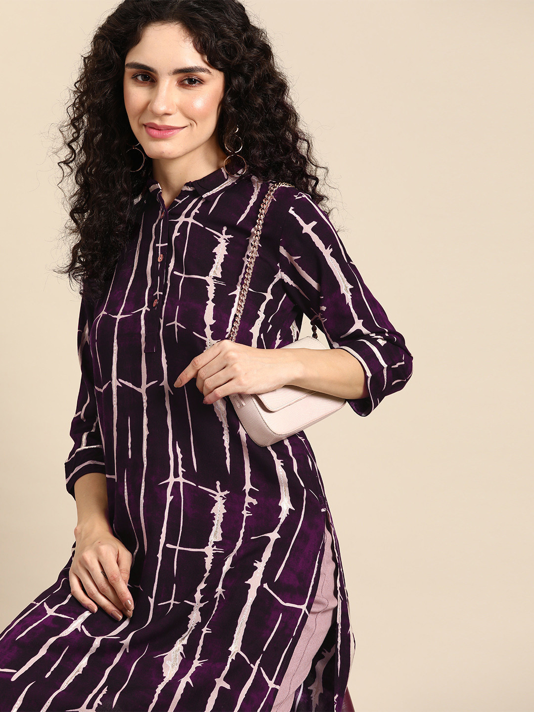 

Anouk Women Printed Kurta, Violet