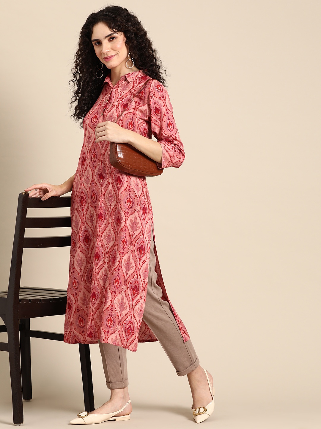 

Anouk Women Ethnic Motifs Printed Kurta, Pink