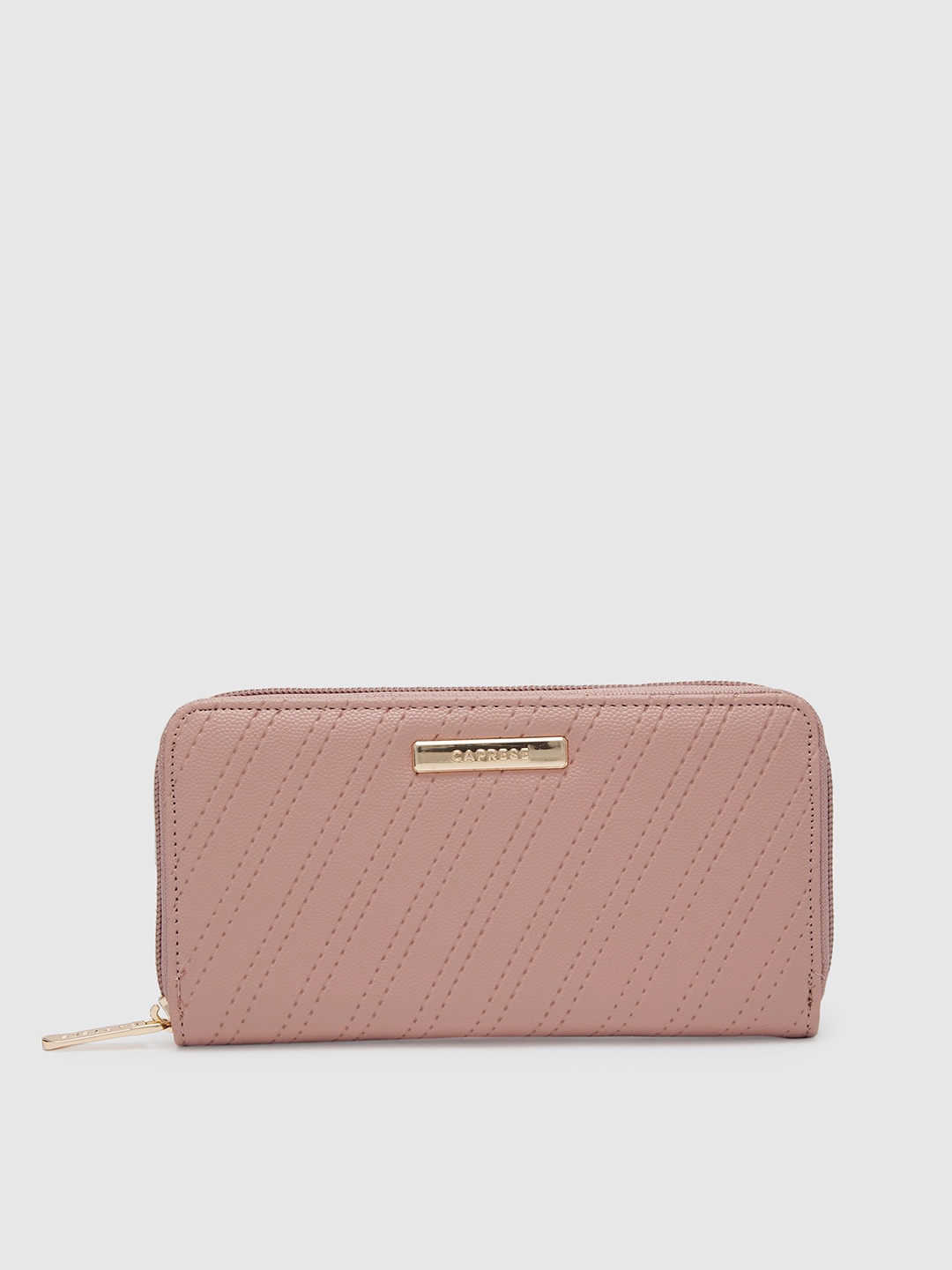 

Caprese Women Textured Zip Around Wallet, Pink