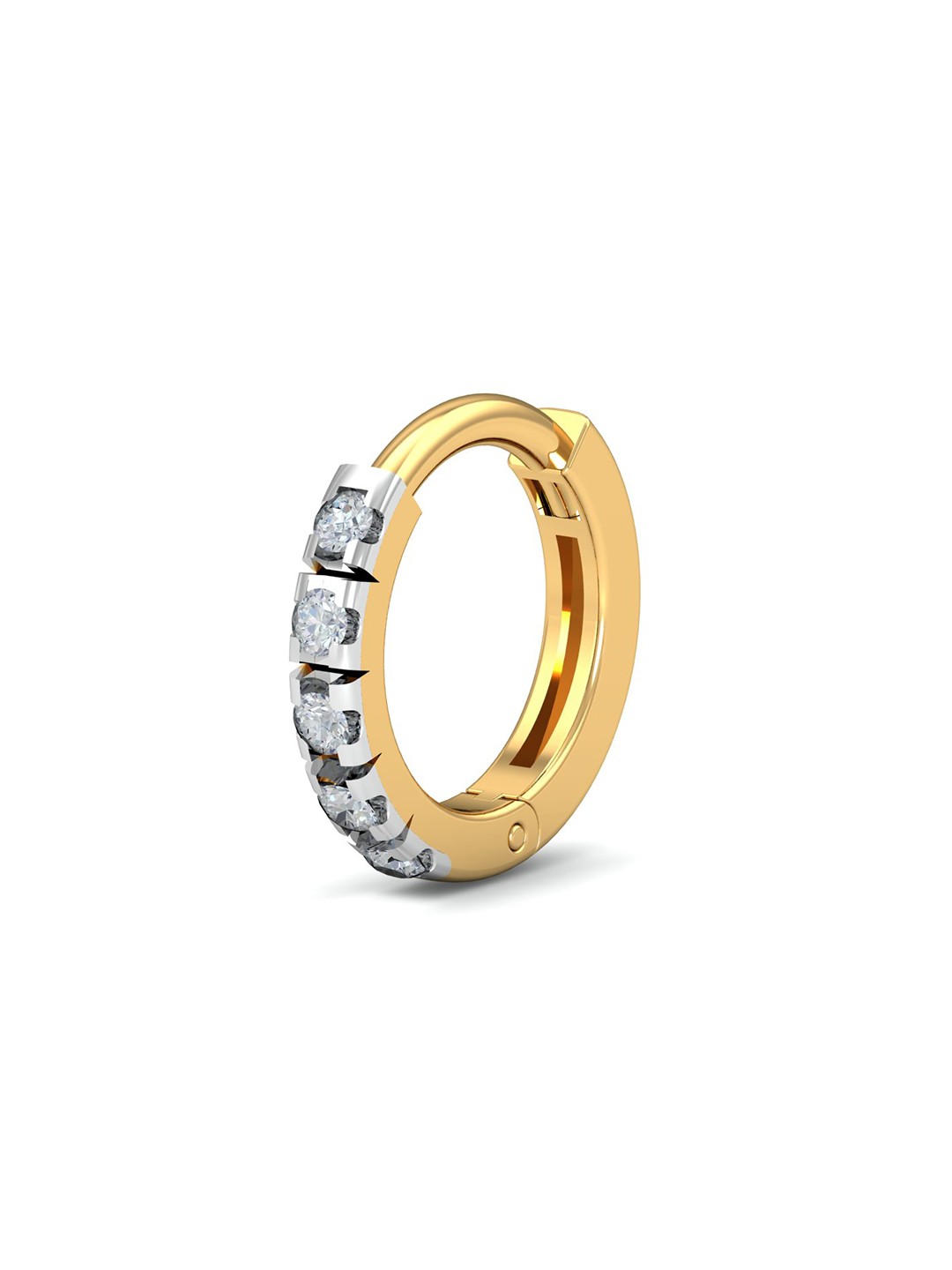 

KUBERBOX Dainty Rhodium Plated 18KT Gold Diamond Studded Nose Ring - 0.56 gm