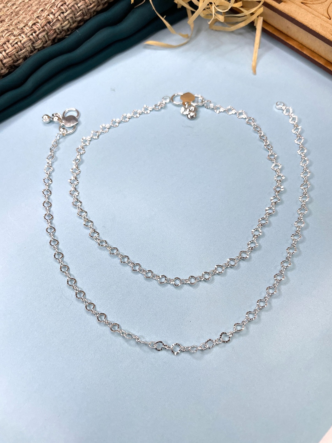 

ABDESIGNS Set Of 2 Silver-Plated Anklets