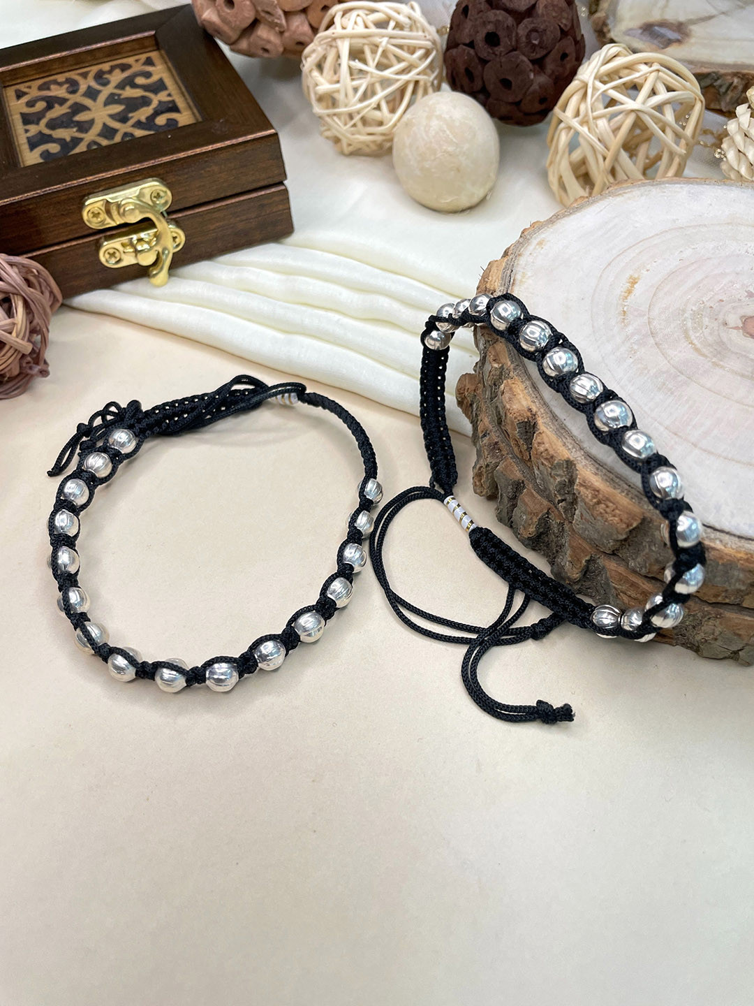 

ABDESIGNS Silver-Plated Intricate Textured Anklets