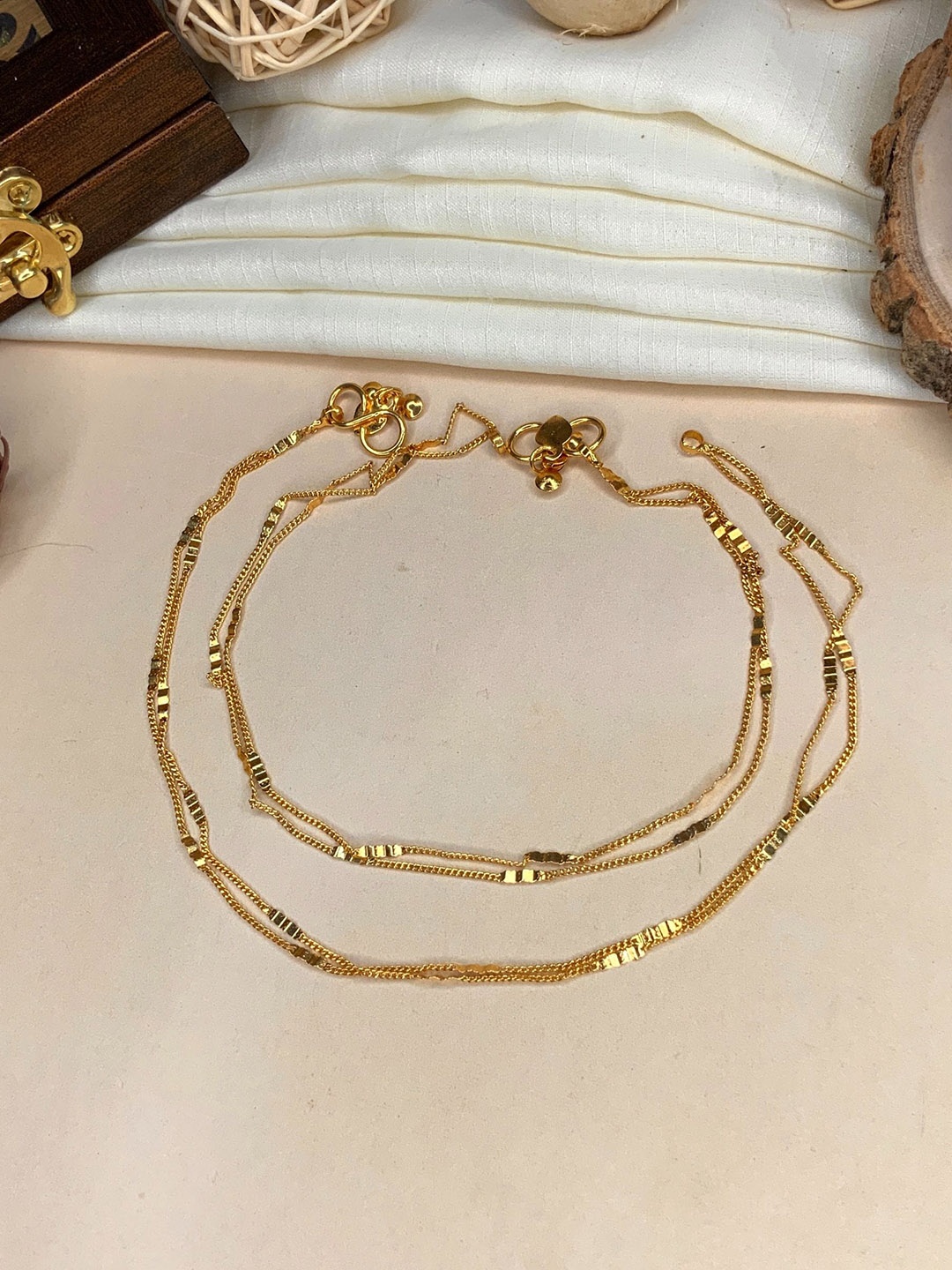 

ABDESIGNS Set Of 2 Gold-Plated Anklets