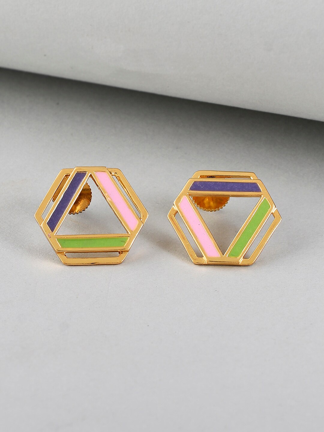 

Voylla Gold-Toned Contemporary Studs Earrings